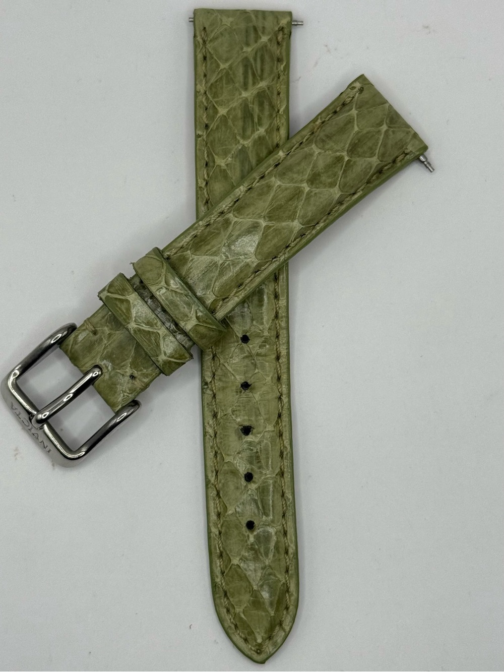 Invicta 16mm Green Genuine Cobra Embossed Leather Watch Band Silver Tone Buckle
